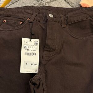 Zara Women's Straight Leg Jeans - Dark Brown